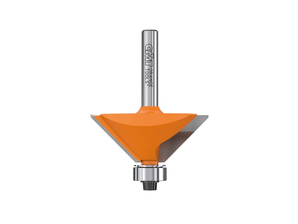 CMT C936 úhlová fréza s kopírovacím ložiskem, stopka 8 mm – produktová fotografie (oranžová řada CMT Orange Tools).
