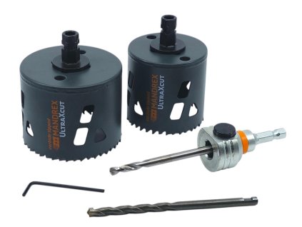 Mandrex | UltraXcut TCT – sada  Ø 68 / 83 mm se středicím vrtákem a unašečem