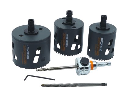 Mandrex | UltraXcut TCT Ø 60/68/83 mm – vrtací korunky se středicím vrtákem a unašečem