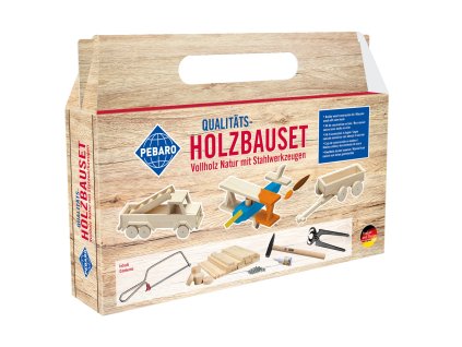 Pebaro | Dřevěná stavebnice – auto, letadlo, trakař