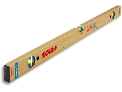 Magnetická vodováha SOLA AZM 3 – celkový šikmý pohled na profil a libely.