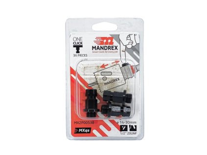 Mandrex MX2P0053B – sada adaptérů MXqs ONE CLICK 1/2"-20 UNF pro děrovky Ø14–30 mm (3 ks)