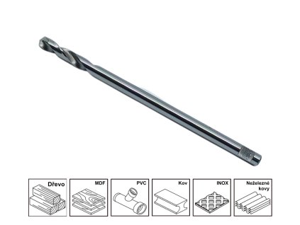 Pilotní vrták Mandrex MX2P0063B z HSS oceli pro vrtání do dřeva, MDF, plastu a kovu