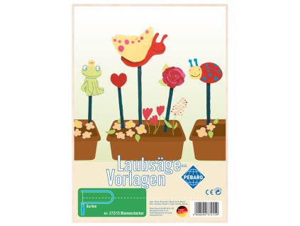 Pebaro Laubsäge-Vorlagen Garten – dekorace do truhlíků, Art. 372/1S, motivy žába, šnek, beruška a květ“