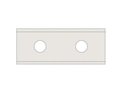 Schéma žiletky IGM N011 30×12×1,5 – obdélníková destička se dvěma upínacími otvory (pohled shora)