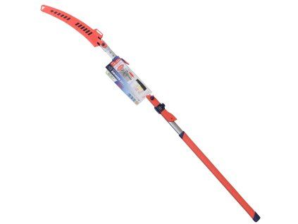 Teleskopická pilka Shark Saw 1,8–2,8 m – celkový pohled s ochranným obalem listu a štítkem, připravená na řez větví ze země.