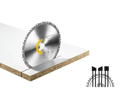 Pilový kotouč Festool WOOD Fine Cut při řezání laminované dřevotřískové desky