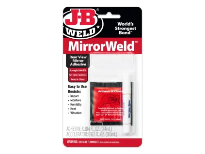 J-B Weld MirrorWeld 33701 – lepidlo s aktivátorem pro připevnění zpětného zrcátka na čelní sklo