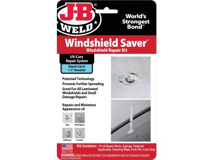J-B Weld Windshield Saver 2100SRP – UV sada na opravu odštěpků čelního skla do průměru 32 mm