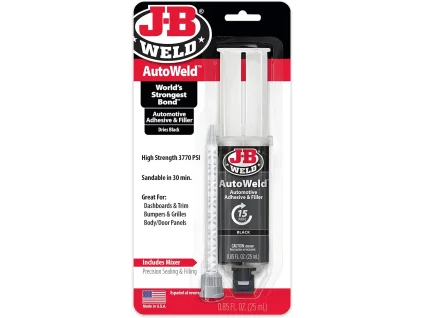 jJ-B Weld AutoWeld 50138 – černé epoxidové lepidlo a plnivo na opravy autodílů se statickým směšovačem, 25 ml
