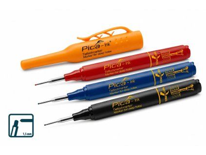 Pica Ink hloubkový popisovač 1,5 mm pro značení v hlubokých otvorech – červená, modrá a černá varianta