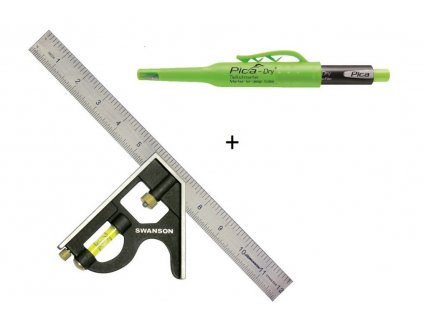AKCE - Swanson  úhelník 300mm + Pica-Dry Longlife - truhlářská automatická tužka