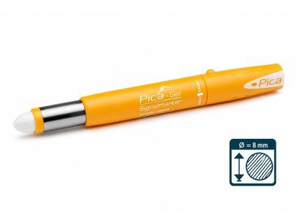 Pica Gel Signalmarker s bílým gelovým hrotem Ø 8 mm na bílém pozadí.