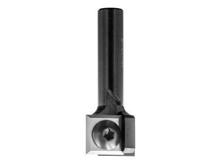 IGM drážkovací žiletková fréza Ø19×12, stopka 8 mm – detail čela s upínacím šroubem a výměnnou destičkou.