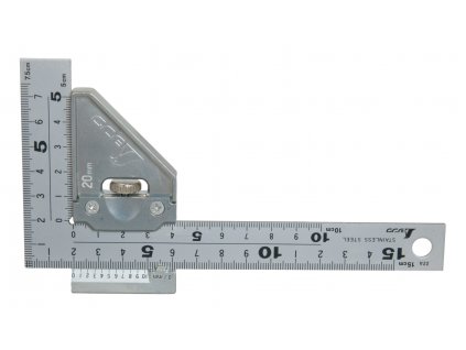 Shinwa -  přesný nerezový úhelník s dorazem 150 mm