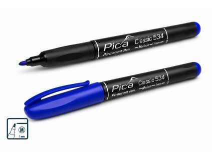 Pica Classic 534 modrý permanentní popisovač s kulatým hrotem 1 mm a piktogramem šířky stopy