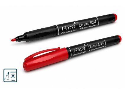 Pica Classic 534 červený permanentní popisovač s kulatým hrotem 1 mm
