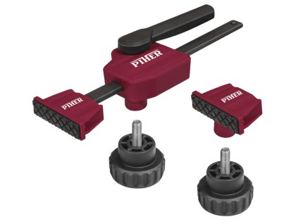 Sada 2 ks horizontálních svěrek Piher TCH včetně dorazů do stolu.