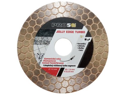 PRO5 | diamantový kotouč na řezání a broušení Ø115 mm – jolly hrany (V-turbo)