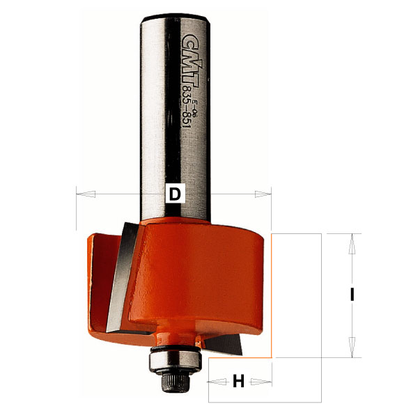 CMT Orange Tools CMT C935 Falcovací fréza na polodrážku s dolním ložiskem 12mm Fréza C 935: H16xD50,8xI22          S=12 mm