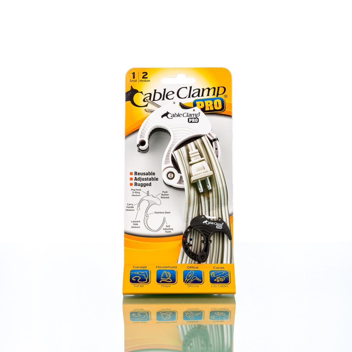 Cable Clamp PRO – blistr 3 kusy S/S/M černá + bílá