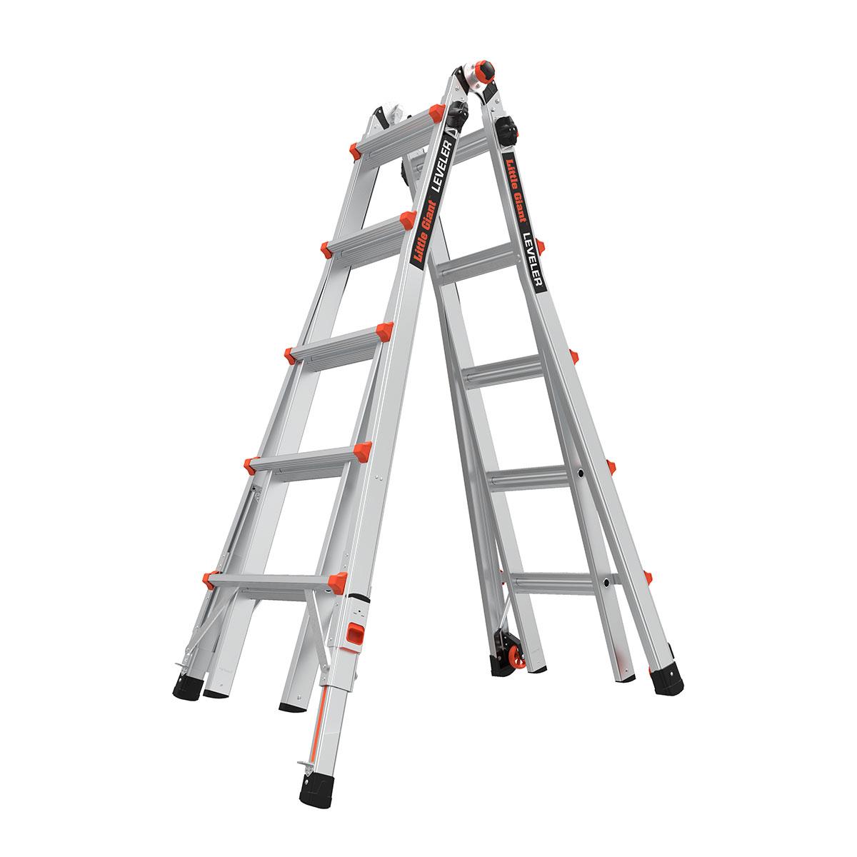 Little Giant - Leveler - hliníkový multifunkční žebřík se stavitelnými nohami Leveler: Model 22, výška - štafle/ výsuvný: 335 - 579 / 645 cm