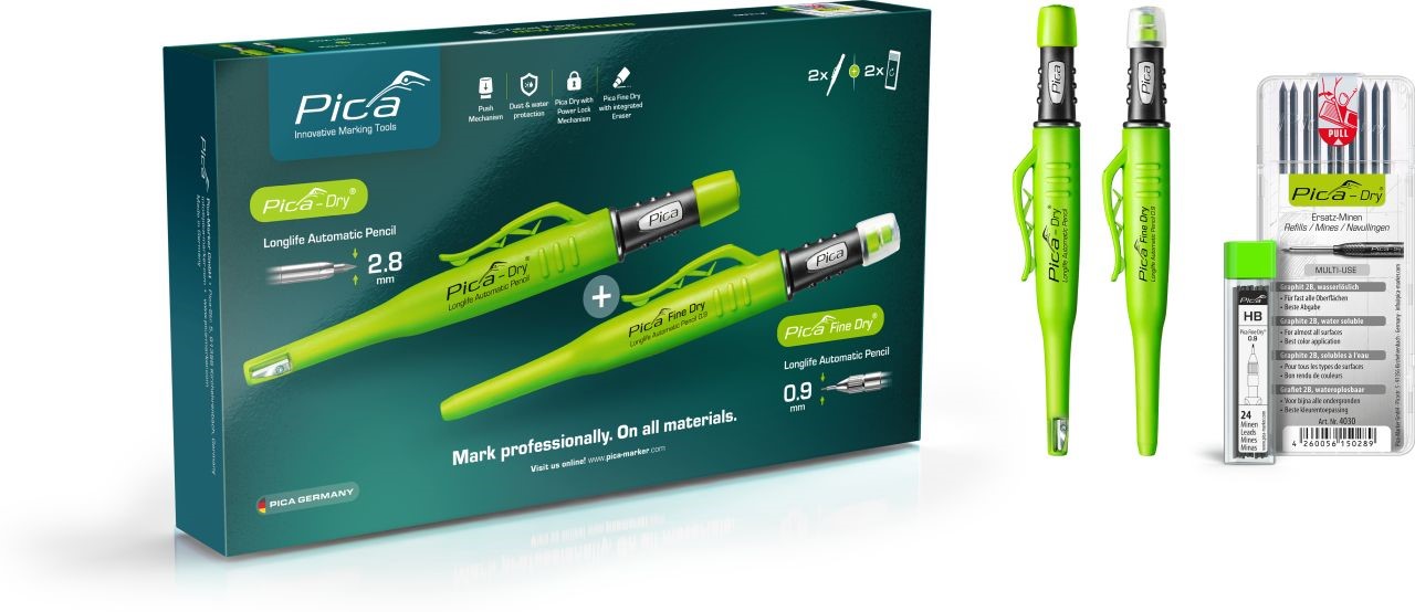 Pica Marker Pica Master Set – sada automatické tužky Fine Dry 0,9 mm a truhlářské tužky Dry