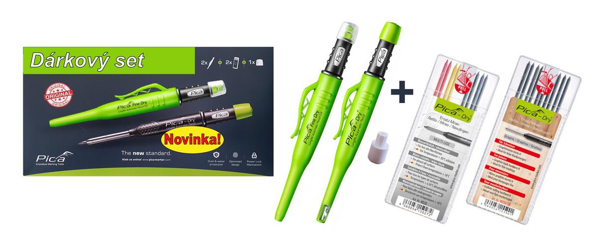 Pica - dárkový set mikrotužky 0,9 mm a truhlářské tužky