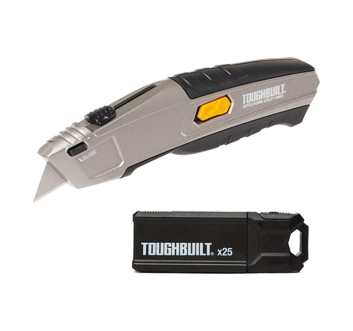 Toughbuilt | Kovový automatický vysouvací nůž Varianta: Nůž 1 x ks + 25 náhr čepelí