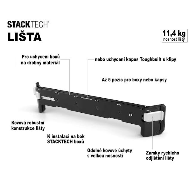 Toughbuilt | StackTech® - upínací lišta pro systém pouzder ClipTech®
