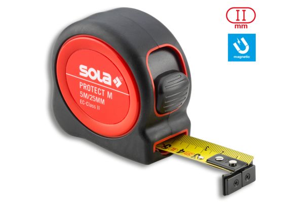 SOLA | PROTECT M Svinovací metr s magnetickým hákem a třídou přesnosti II