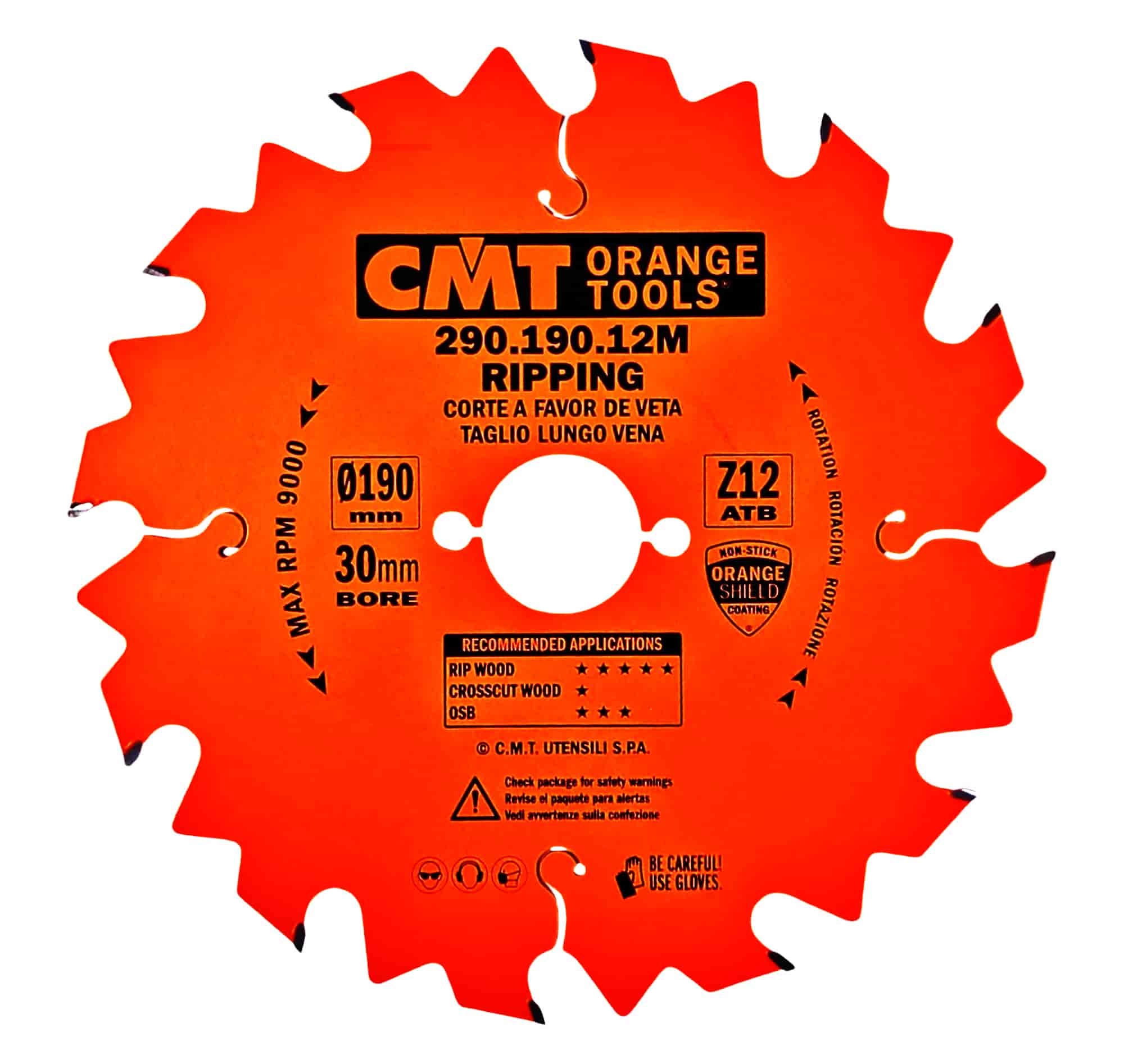 CMT | Pilový kotouč pro podélné řezy ø 190/30 mm Z12 WZ/ATB