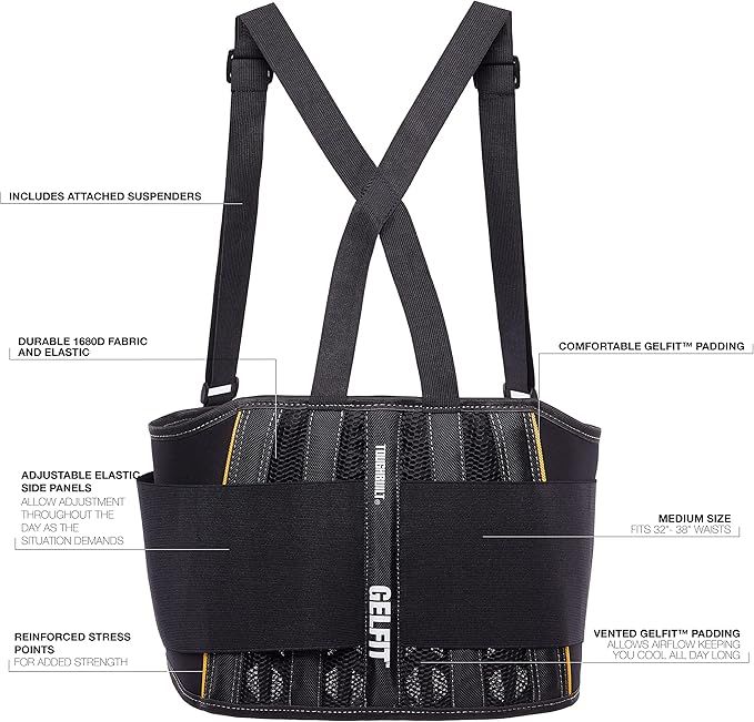 ToughBuilt | Bederní pás s ramenními popruhy (šlemi) velikost M