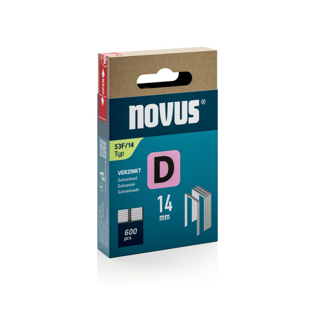 NOVUS | Spony z plochého drátu typ D 53F pro sponkovačky Délky: 14 mm, Velikost balení: 600 ks