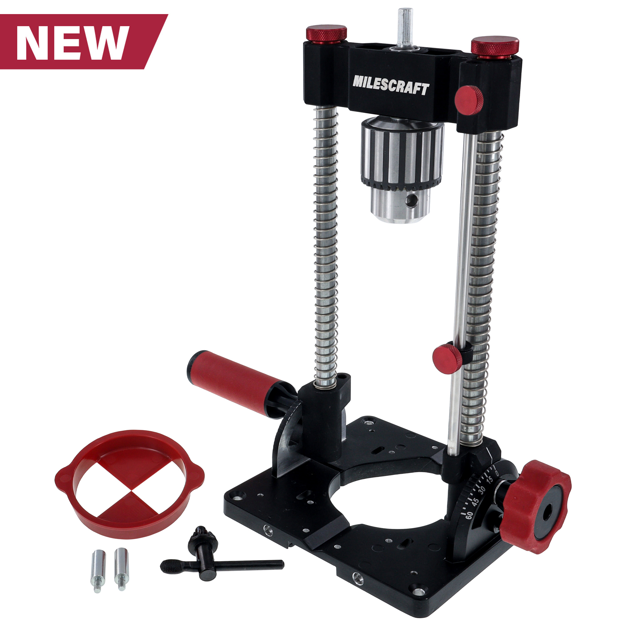 Milescraft | DrillMatePRO™ přenosný profesionální stojan na vrtačku – přesné vrtání 0°–60°