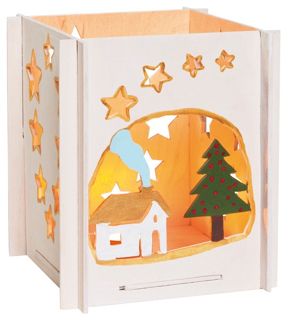 Pebaro | Dřevěná stavebnice – vánoční domeček s držákem na čajovou svíčku