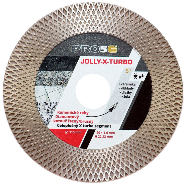 PRO5 | diamantový kotouč na řezání a broušení Ø115 mm – jolly hrany (X-turbo)