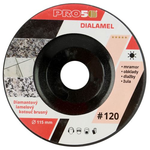 PRO5 | Diamantový lamelový kotouč Ø115 mm  – suché broušení Hrubost: P 120