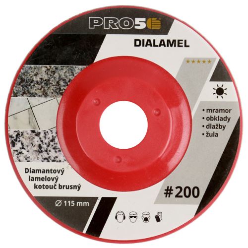 PRO5 | Diamantový lamelový kotouč Ø115 mm  – suché broušení Hrubost: P 200