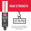Pevnost vytvrzeného spoje J-B Weld AutoWeld 3770 PSI, přibližně 26 MPa