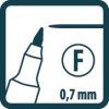 Piktogram jemného hrotu 0,7 mm pro permanentní popisovač Pica Classic 533 Fine