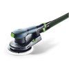 Festool ETS EC 1503 s připojeným odsáváním – detail napojení hadice a kabelu plug it