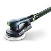 Festool ETS EC 150/3 s připojeným odsáváním – detail napojení hadice a kabelu plug-it