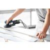 Festool ETS EC 150/5 při broušení dřevěné desky s připojeným odsáváním